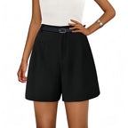 Elastic High Waist Wide Leg Casual Shorts