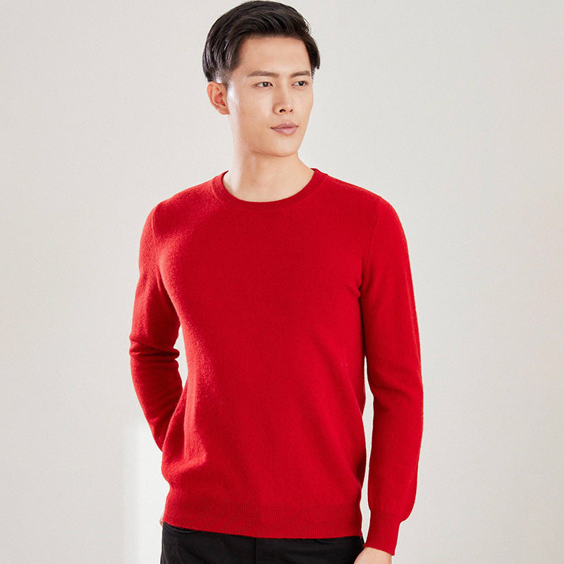 Men's Solid Color Round Neck V-neck Wool Sweater Knitted