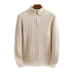 Men's Woolen Half Zipper Thick Casual Long-sleeved Sweater