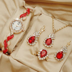 Fashion Watch Gift Suit Quartz Watch Necklace Bracelet Ring Stud Earrings