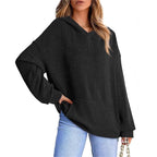 Europe And America Cross Border Women's Loose Twisted Bar Hooded Sweater
