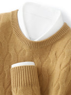 Thickened Men's Cashmere Sweater With Round Neck And Twisted Design