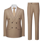 Men's Striped Suit Double-row Two-button Trousers Suit