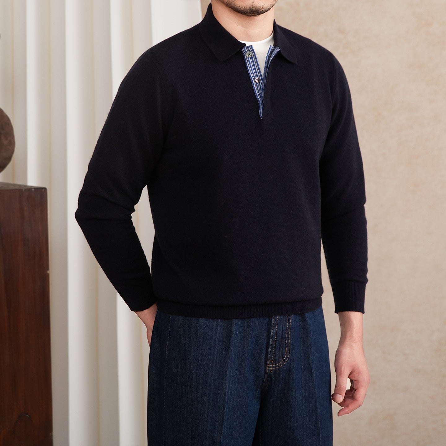 Slim-fit Lapel Polo Shirt Wool Knitted T-shirt