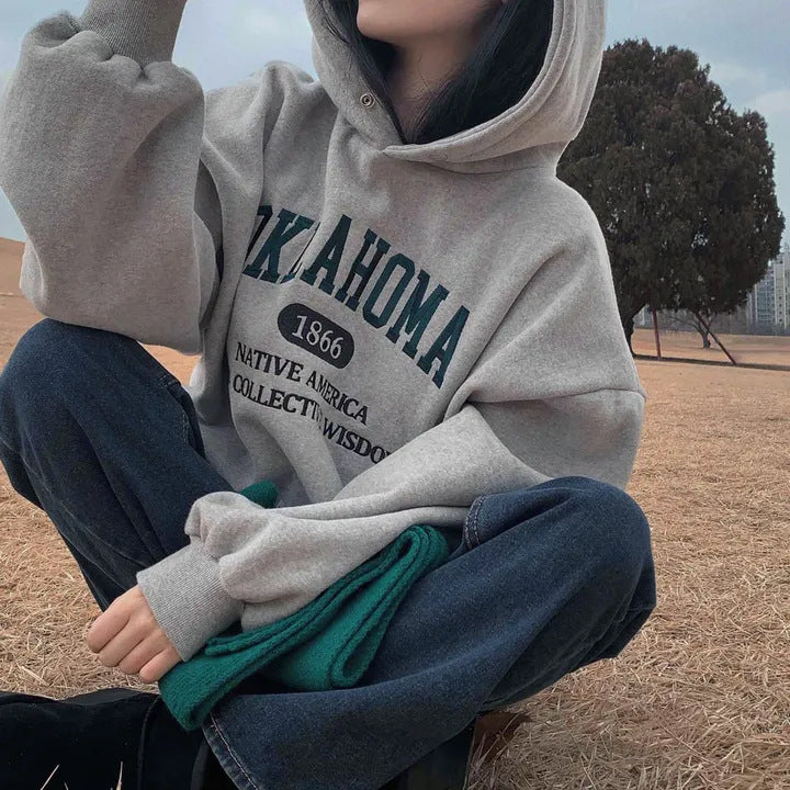 Dongdaemun Special Letter Embroidered Velvet Padded Thickened Sweater