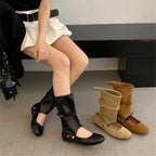 Niche Design Two-way Pants Brushed Hollow-out Mid-calf Length Loose Socks Boots