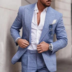 Men's Large Single Row One Button Solid Color Suit Two-piece Set