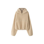 Casual Wind-proof Cap Lamb Wool Sweatshirt Thick Warm Profile Top