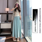 Ice Silk Leggings Skirt Women's Thin High Waist Drooping Casual Wide-leg Pants