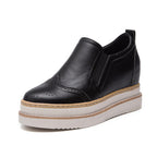 Women's Height Increasing Insole Genuine Leather Women's Shoes Brogue Platform