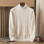 Men's Semi-high Diamond Bottoming Shirt Middle-aged Business Leisure Twisted Warm Sweater