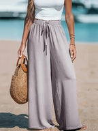 Women's Drawstring Loose Casual Wide-leg Trousers