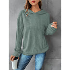Women's Polyester Hooded Knitted Solid Color Hoodie