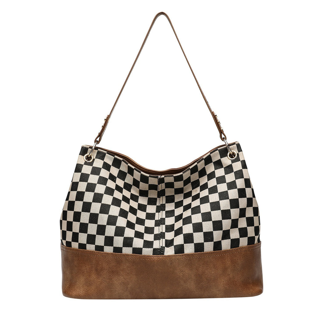 One-shoulder Canvas PU Stitching Special-interest Design Crossbody Bag