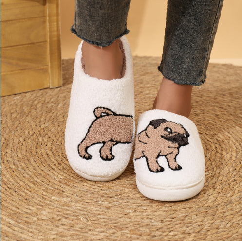 Cotton Slippers Women's Home Winter Animal Embroidery Warm