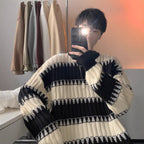 Striped Contrast Color Sweater Japanese-style Retro
