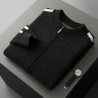 Fashionable All-match Casual Woolen Sweater Four Flat Air Layer Thickened Half Turtleneck Pure Wool Cardigan