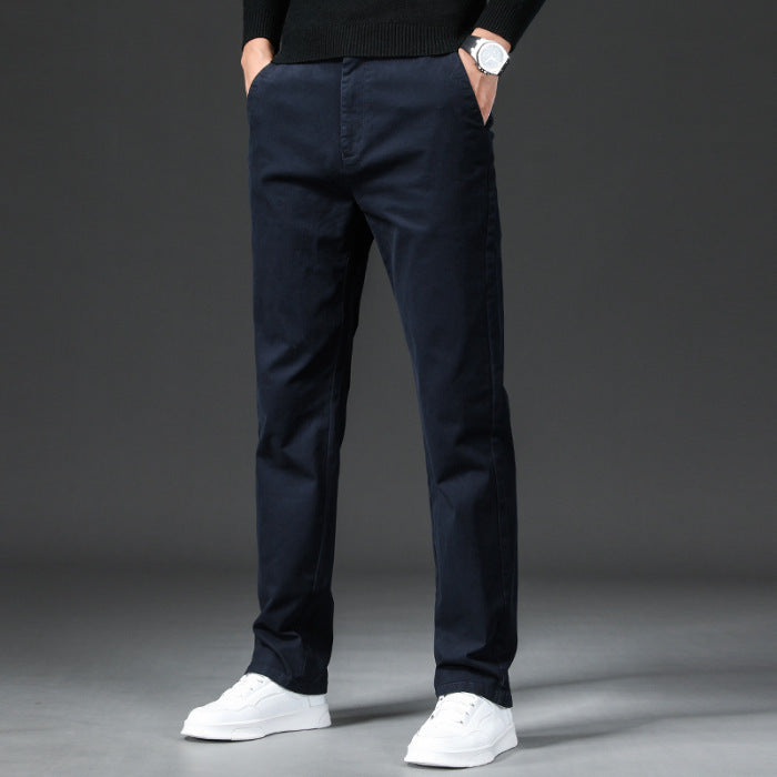 Fall Slim Fit Pencil Pants Thick Twill Cotton Casual Pants