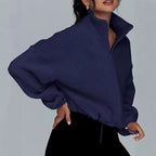 Loose Lapel Cardigan Zipper Sweater