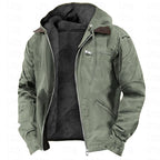 Winter Hooded Coat With Pockets Fashion Warm Fleece Zip-up Jacket Casual Outwear Men's Clothing
