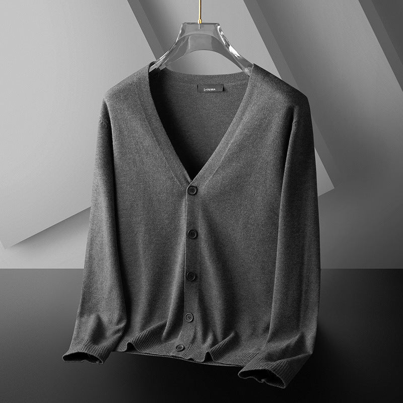 Thin Trendy Casual Outdoor Cotton Knitwear Black Sweater