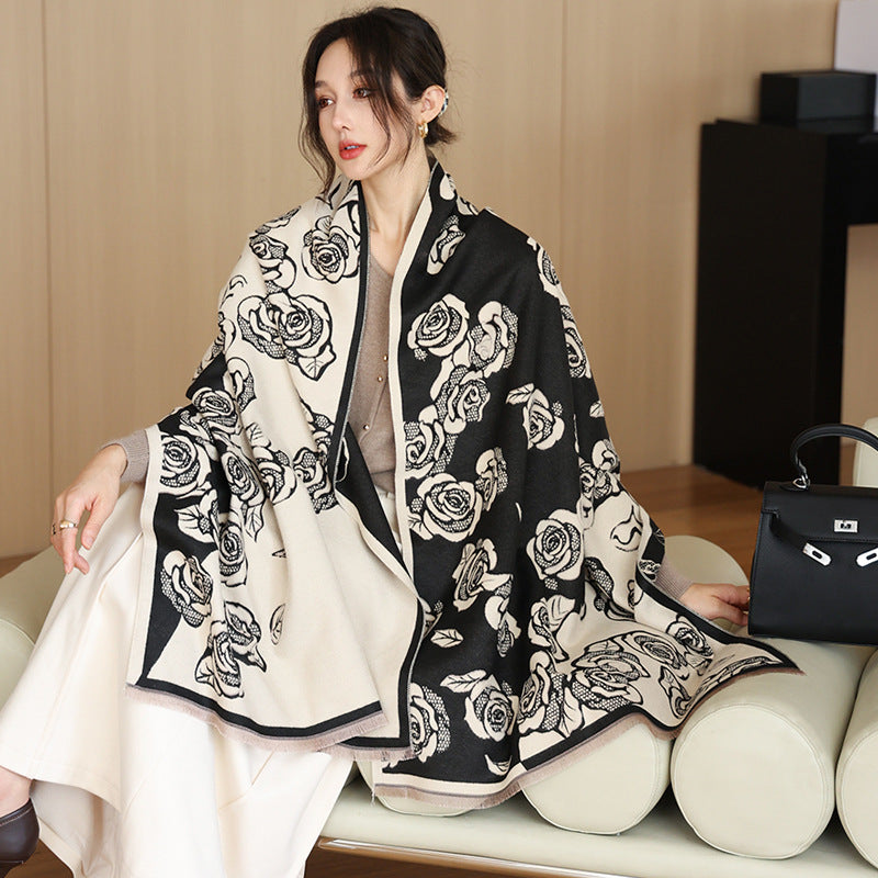 Female Versatile Fashion Thickened Warm Cashmere Scarf