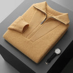 Men's Half Zipper Ingot Needle Thickened Casual Business Long Sleeve Warm Sweater