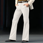 Men's Formal Wear Twill Stretch Slim Solid Color Bell-bottom Pants