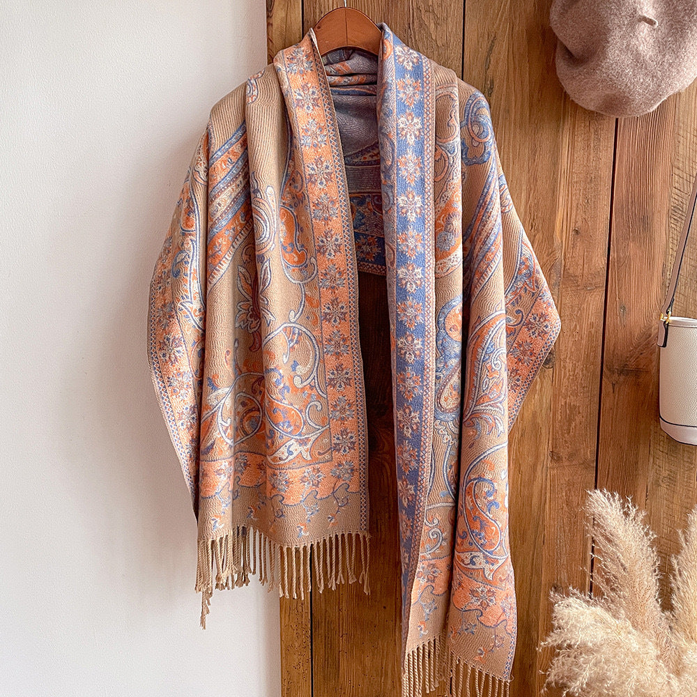 Women's Retro National Fashion Jacquard Artificial Cashmere Scarf