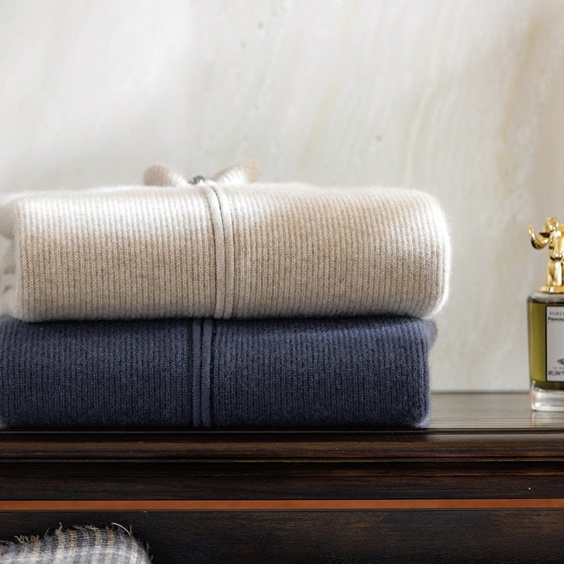 Men's Zippered Fashion Round Neck Sweater