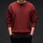Ankela Red Dopamine Low Collar Middle-aged Sweater