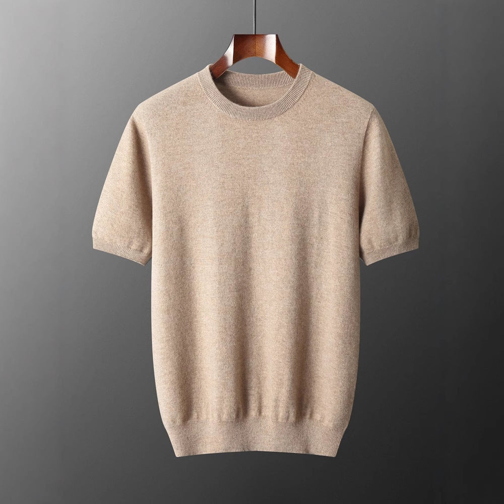 Autumn And Winter Front Line Ready-made Garments Round Neck Short Sleeve Men's Cashmere Sweater