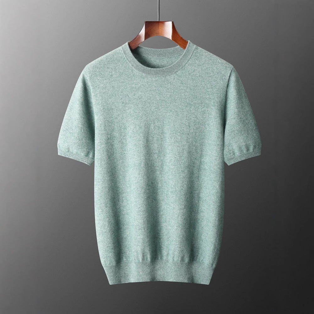 Autumn And Winter Front Line Ready-made Garments Round Neck Short Sleeve Men's Cashmere Sweater