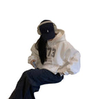New Student Loose And Idle Letters Hooded Fleece Lined Sweater