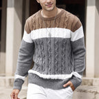 Men's Color-block Crew Neck Sweater European And American Pullover Multicolor