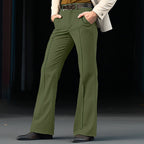 Men's Formal Wear Twill Stretch Slim Solid Color Bell-bottom Pants