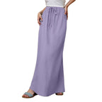 Women's Solid Color Drawstring Elastic Waist Skirt