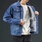 Men's Denim Jacket Autumn Loose Trendy Warm Workwear Top