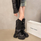 Thick Bottom Below The Knee Long Boots Female High Pants